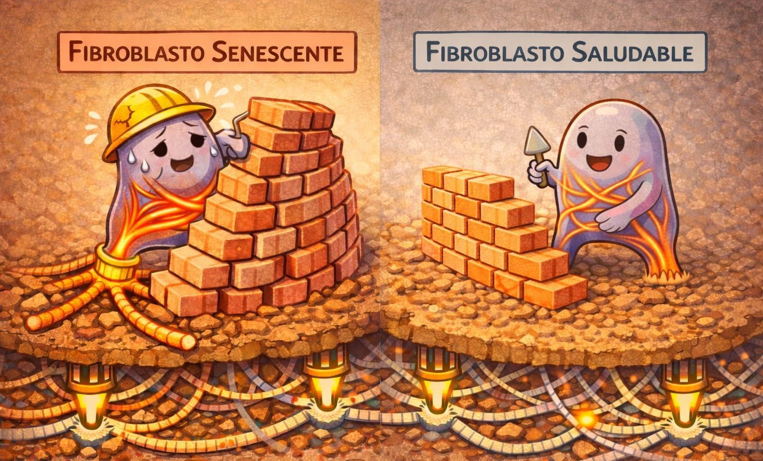 Los albañiles del cuerpo: los fibroblastos y la matriz extracelular